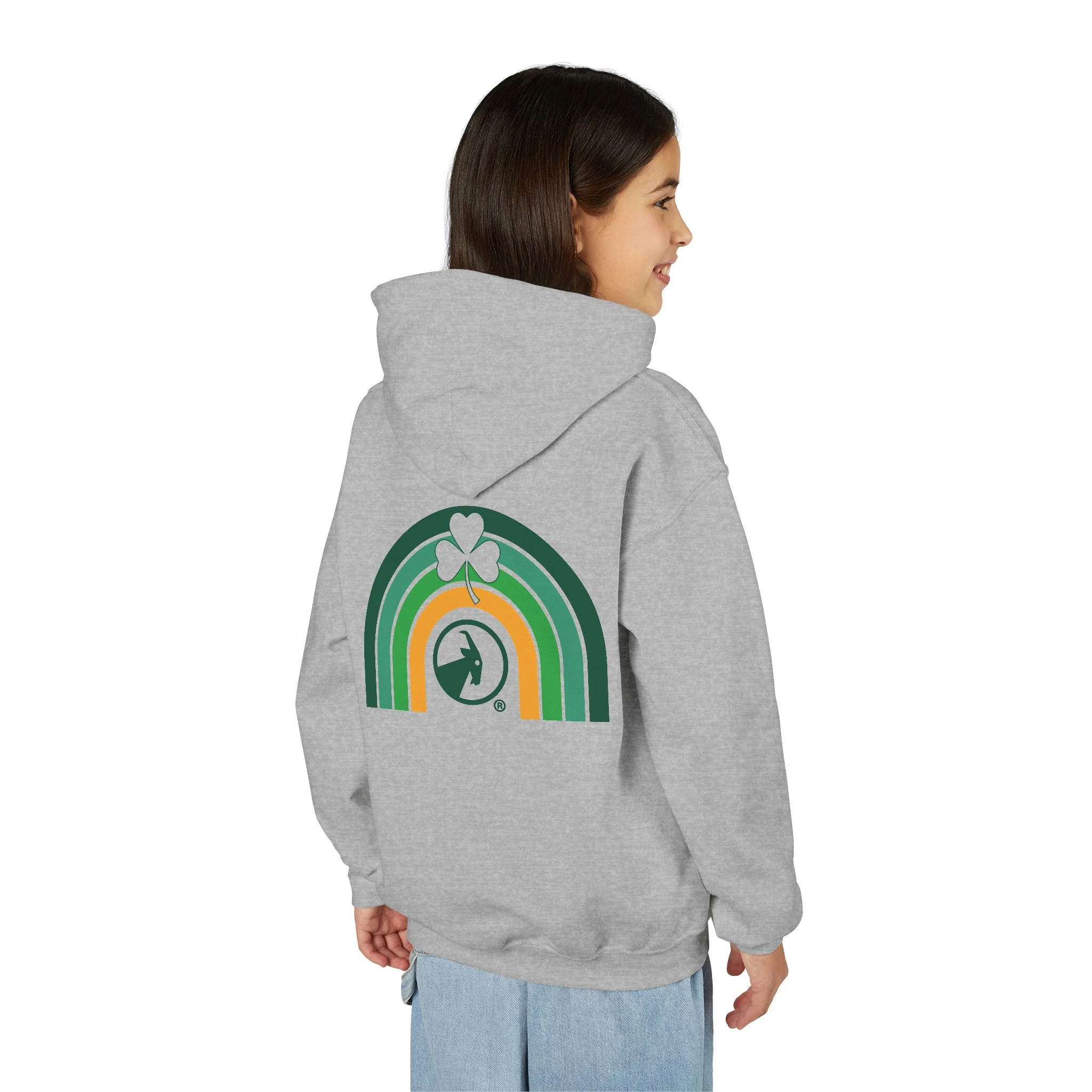 BILLY Core Youth Heavy Blend Hooded Sweatshirt (Clover Rainbow) - AVAILABLE IN 2 COLORS - Image 8